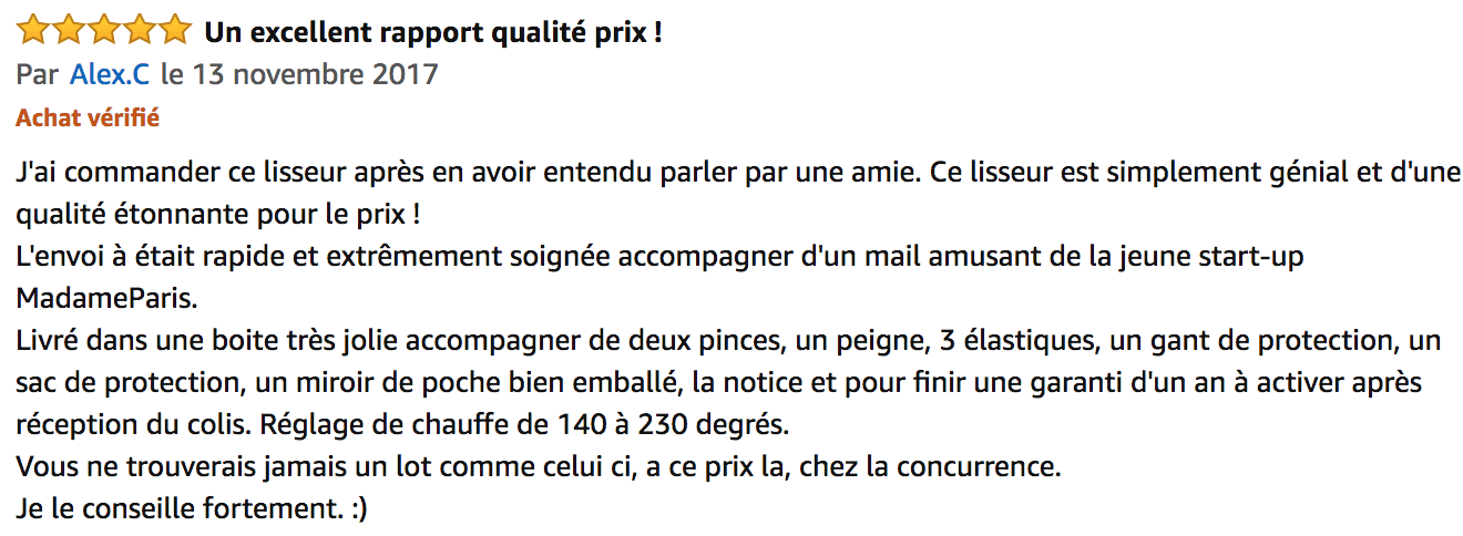 commentaire Madame Paris Ana
